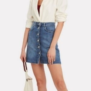 Frame Blue Denim Claire Front Snap Skirt